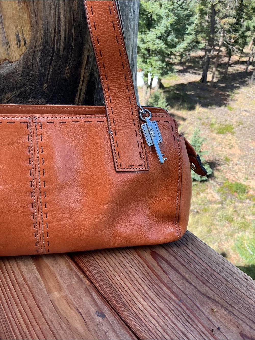Vintage Fossil ZB9015 Cognac Leather Satchel- Like New Condition - Picture 4 of 16